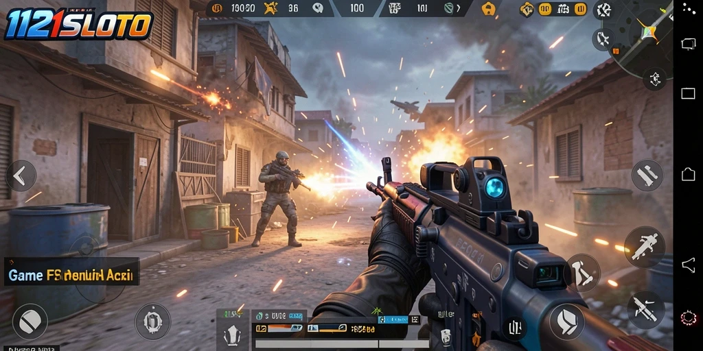 Tampilan gameplay FPS yang mendebarkan dan penuh aksi.