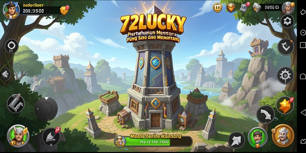 Screenshot gameplay Tower Defense 72LUCKY yang menegangkan.
