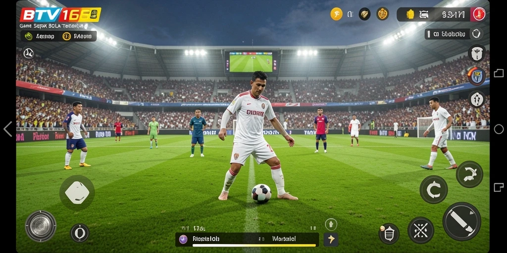 Tampilan gameplay BTV168 yang memukau saat pertandingan sepak bola.