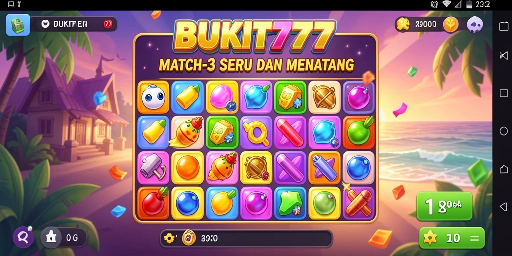Tampilan screenshot BUKIT777 menampilkan gameplay seru Match-3.