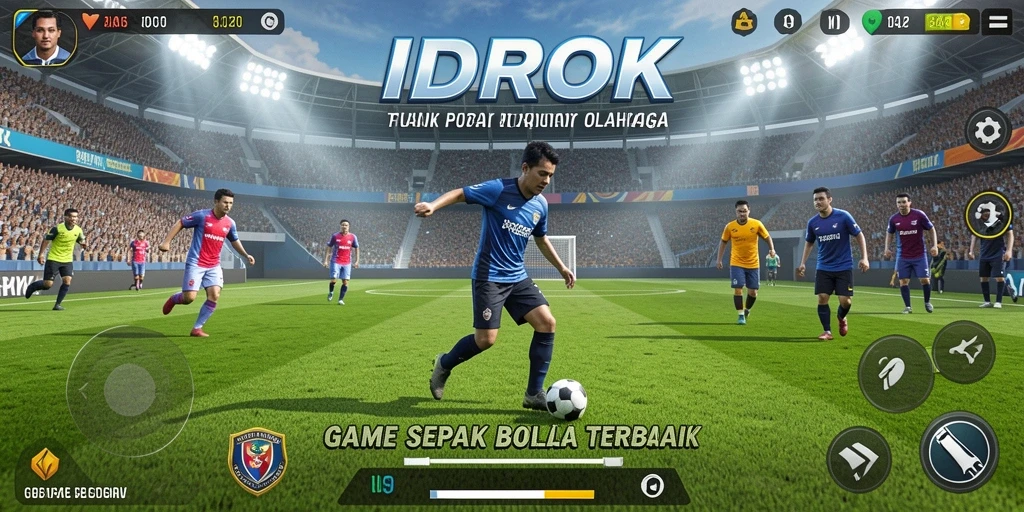 Tampilan seru dari gameplay IDROK dalam pertandingan sepak bola.