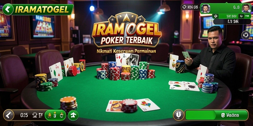 Screenshot IRAMATOGEL menampilkan gameplay poker yang seru.