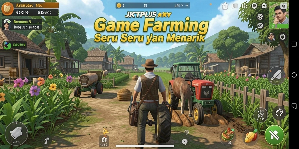 Tampilan screenshot JKTPLUS menampilkan pengalaman bertani yang seru.