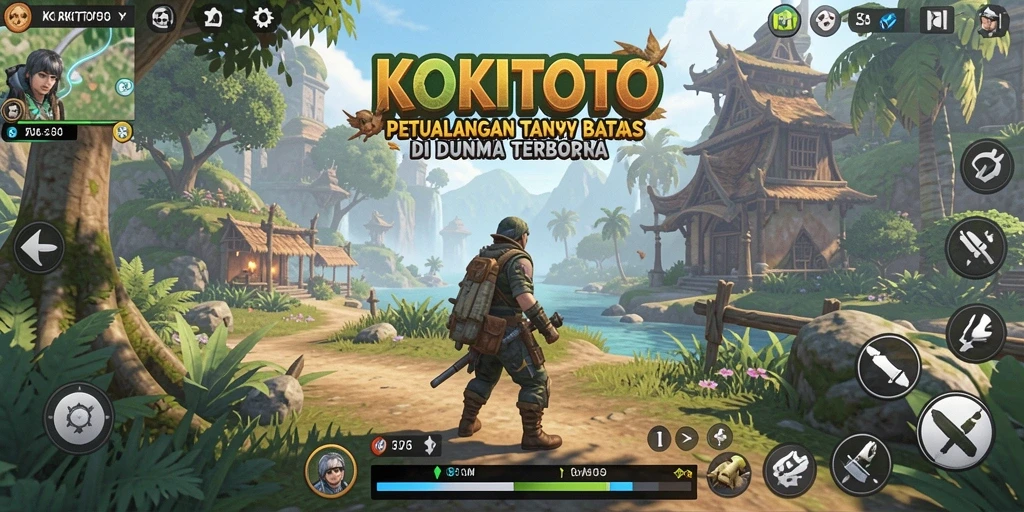 Tampilan gameplay KOKITOTO yang menakjubkan di dunia terbuka.