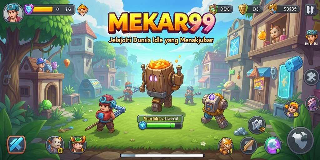 Screenshot utama MEKAR99 menunjukkan pengalaman gameplay yang santai dan menyenangkan.