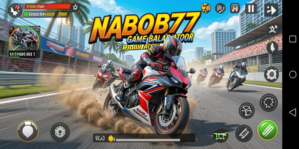 Tampilan menarik dari gameplay NABOB77 dengan aksi balap motor yang mendebarkan.