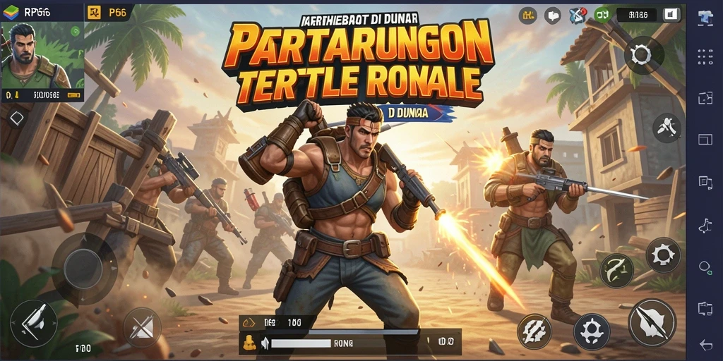Screenshot menunjukkan pertarungan seru di medan Battle Royale.