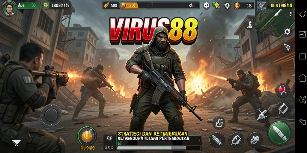 Tampilan gameplay menegangkan dan menarik dalam VIRUS88.